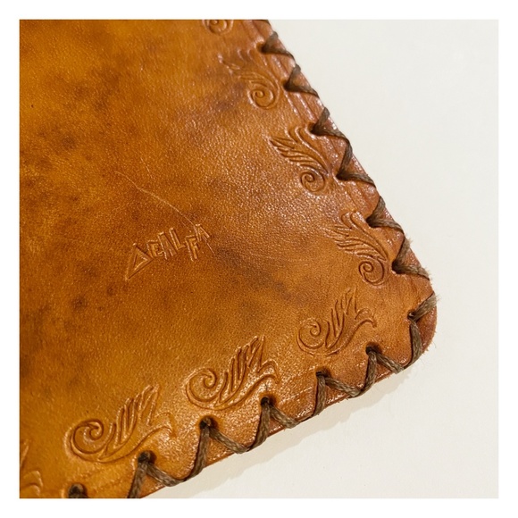 VINTAGE - LEATHER TOOLED ENVELOPE STYLE HANDBAG - Picture 7 of 9